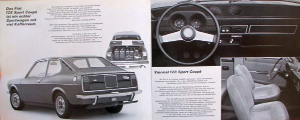Fiat 128 Sport Coupe Modelprogram 1972 "Die sportlichen Vier" Carbrochure (10324)